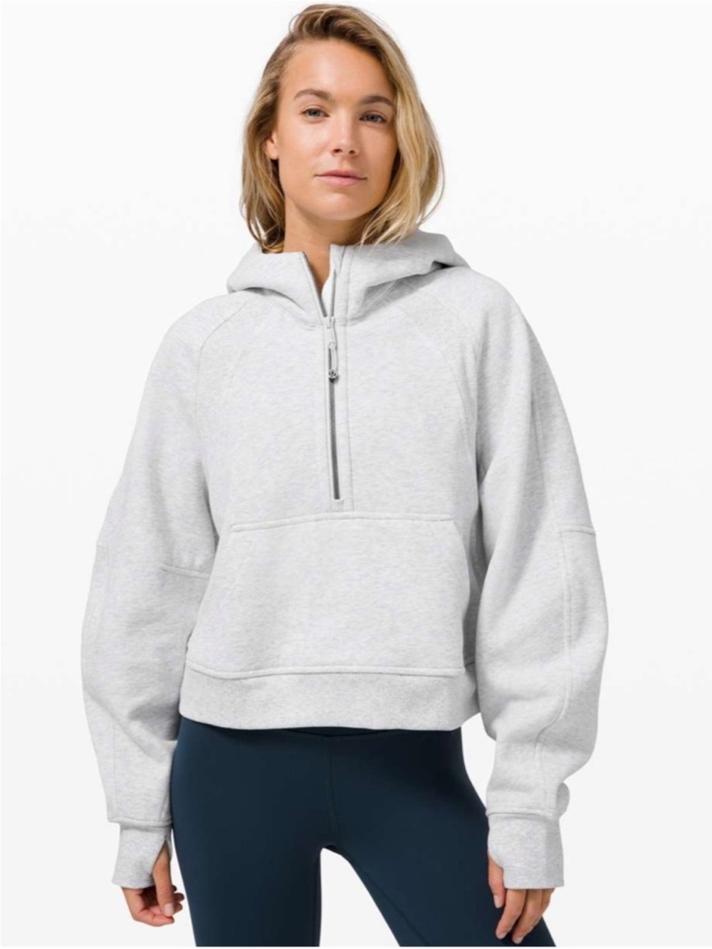 Lululemon Scuba Oversized 1/2 Zip Hoodie size XS/S light Gray
